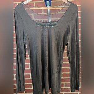 Simply Vera Vera Wang Dark Brown Long Sleeve Top